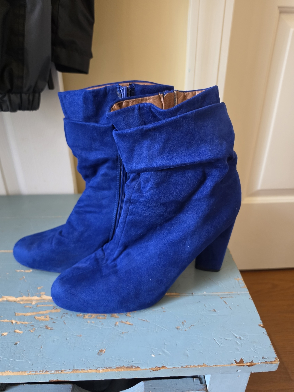 Royal Blue Suedette Ankle Boots - Women Size 11